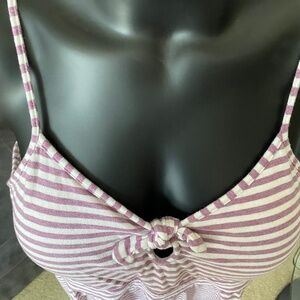 La Vie en Rose Striped Lounge Cami w/ Built-in Bra – Size XXL